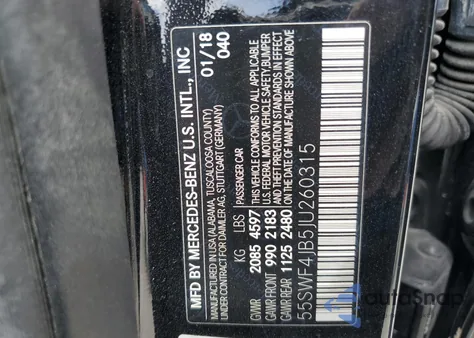 2018 Mercedes-Benz C 300 из США, поврежденный, VIN 55SWF4JB5JU260315